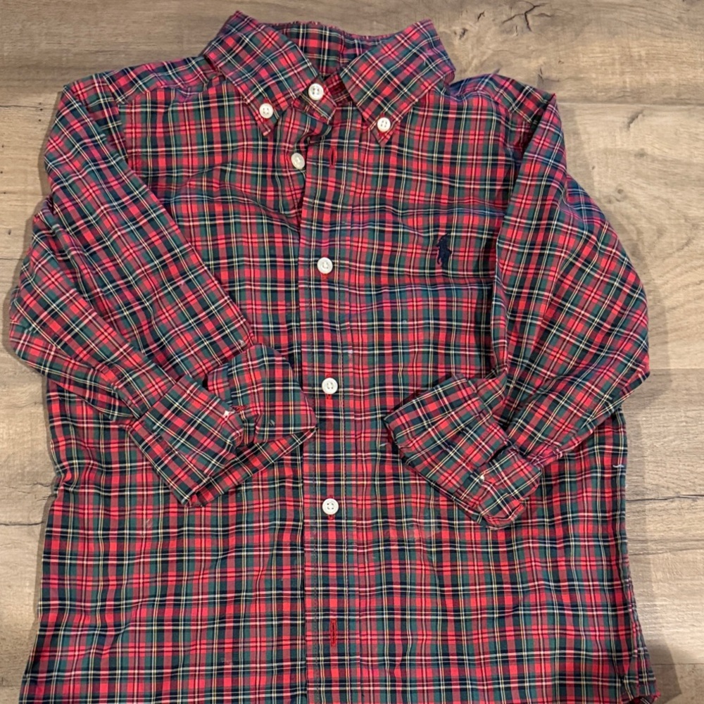 Ralph Lauren Boys Red and Green Dress Shirt